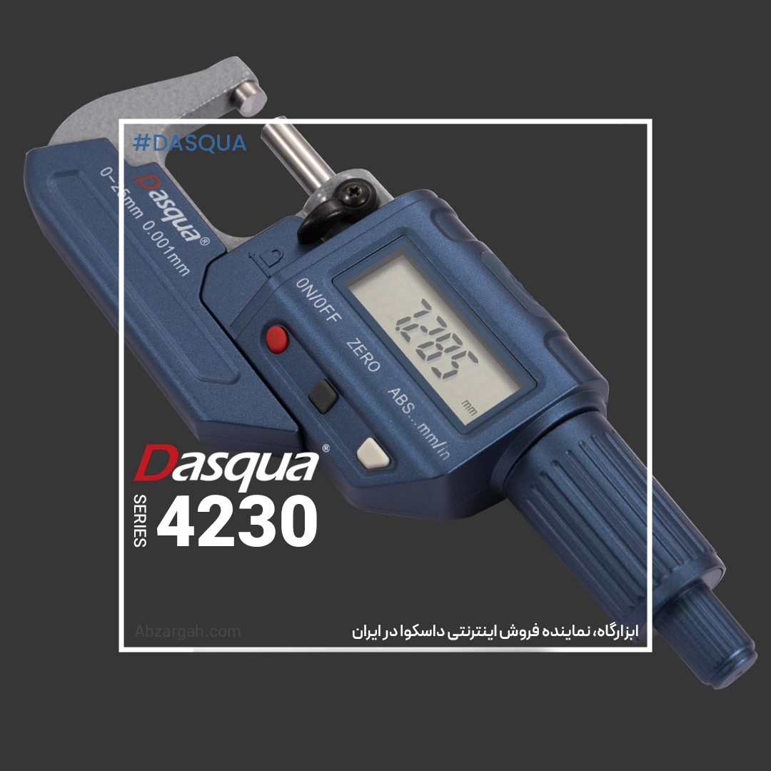 4230-1 میکرومتر دیجیتال خارجی با شفت استیل و نوک کارباید 4230 / 4210 داسکوا DASQUA